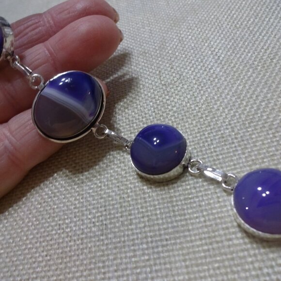 Gorgeous PURPLE BOTSWANA AGATE Handmade Sterling 925 Bracelet Size 8" #567C - Picture 3 of 3